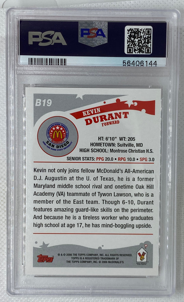 Kevin Durant 2006 Topps McDonald's All-American #B19 buy (PSA 9)