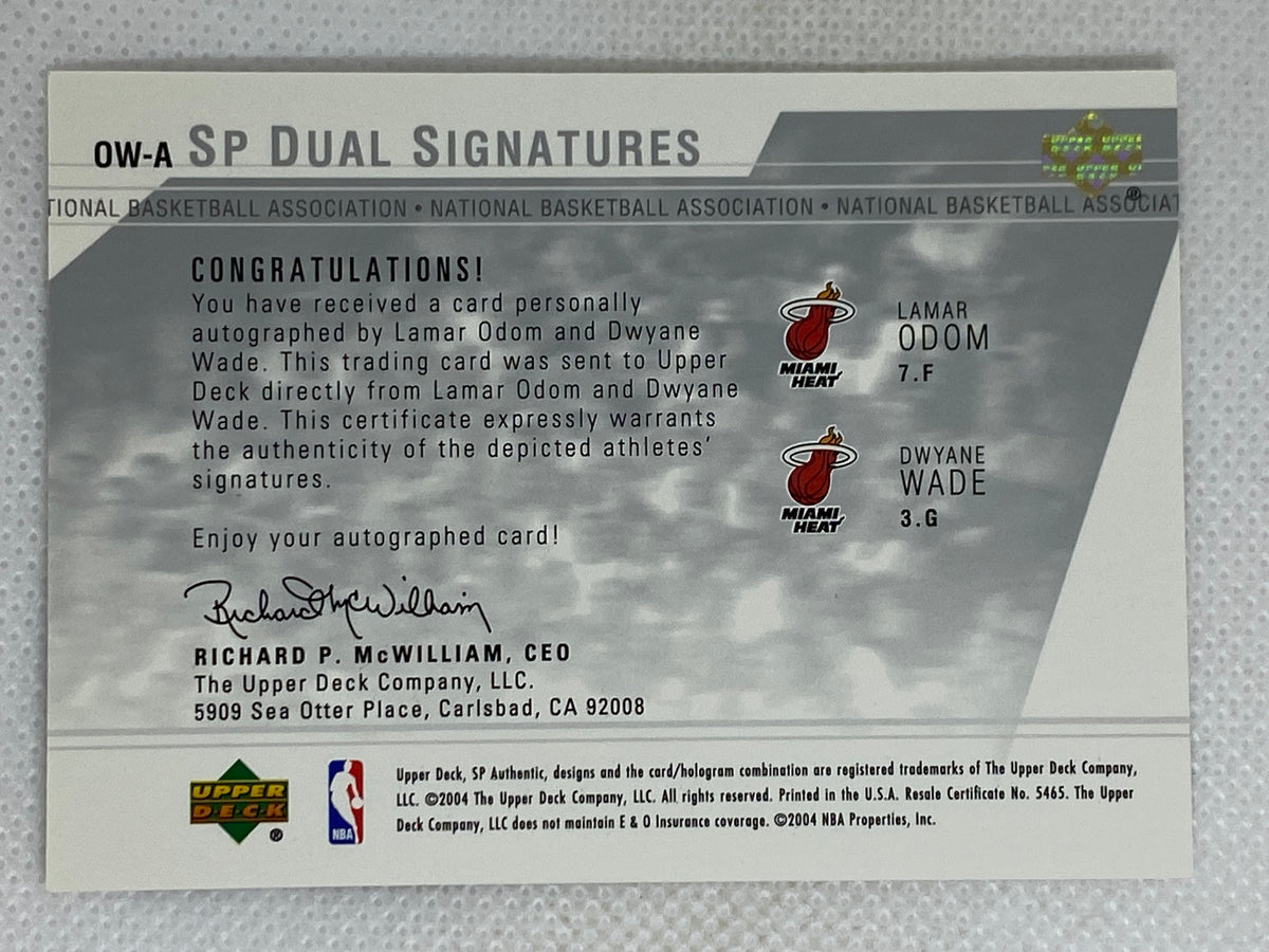 2003-04 SP Authentic Dwyane Wade Lamar Odom Auto Dual Signatures OW-A