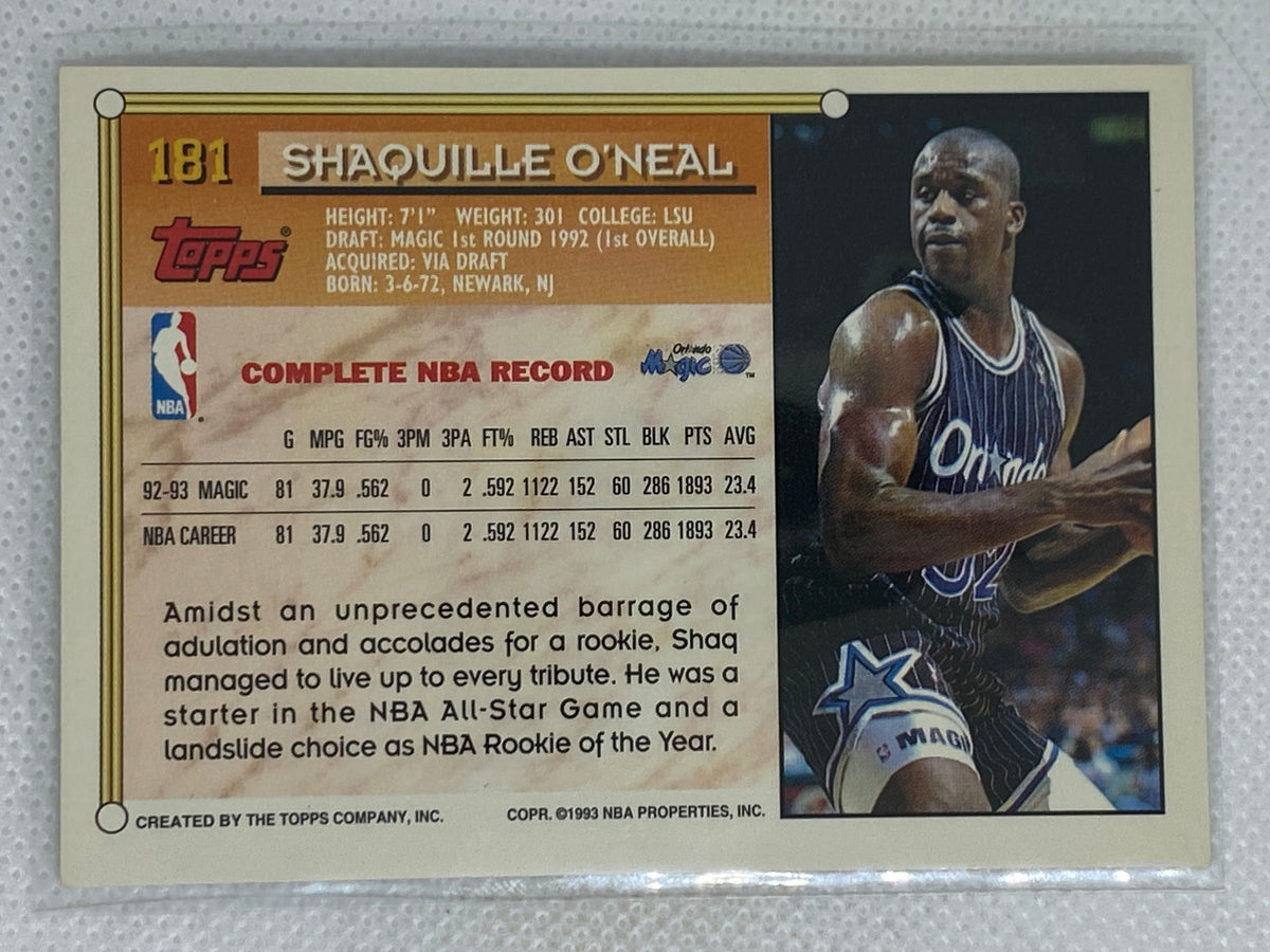 Shaquille O'Neal 1993-94 NBA Hoops Rookie Card