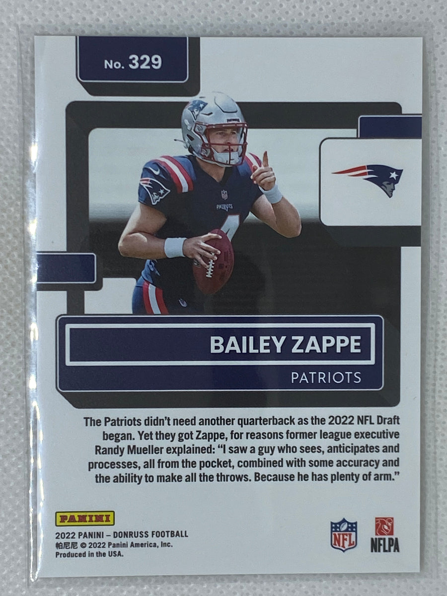 : 2022 Donruss #329 Bailey Zappe New England Patriots