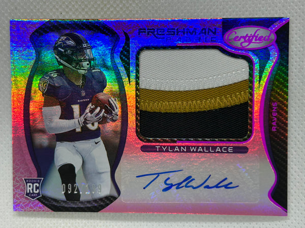 2021 Panini Certified Mirror Pink /199 Tylan Wallace #226 Rookie Patch Autograph Baltimore Ravens