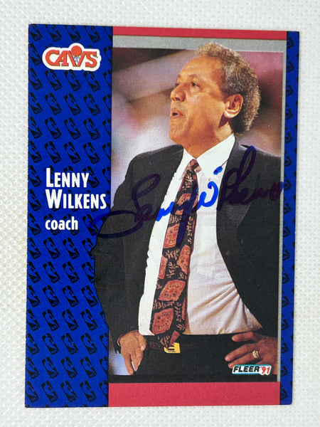 1991 Fleer Coach # 41 Lenny Wilkens Cleveland Cavaliers Signed Card