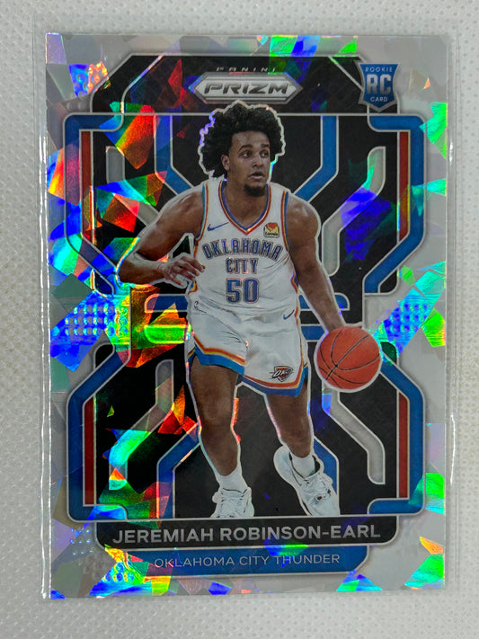 2021-22 Panini Prizm Silver Cracked Ice Rookie Jeremiah Robinson-Earl #319 Oklahoma City Thunder