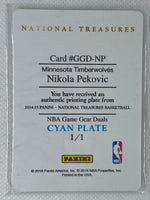 2014-15 Panini National Treasures NBA Game Gear Duals Cyan Printing Plate Nikola Pekovic #GGD-NP 1/1