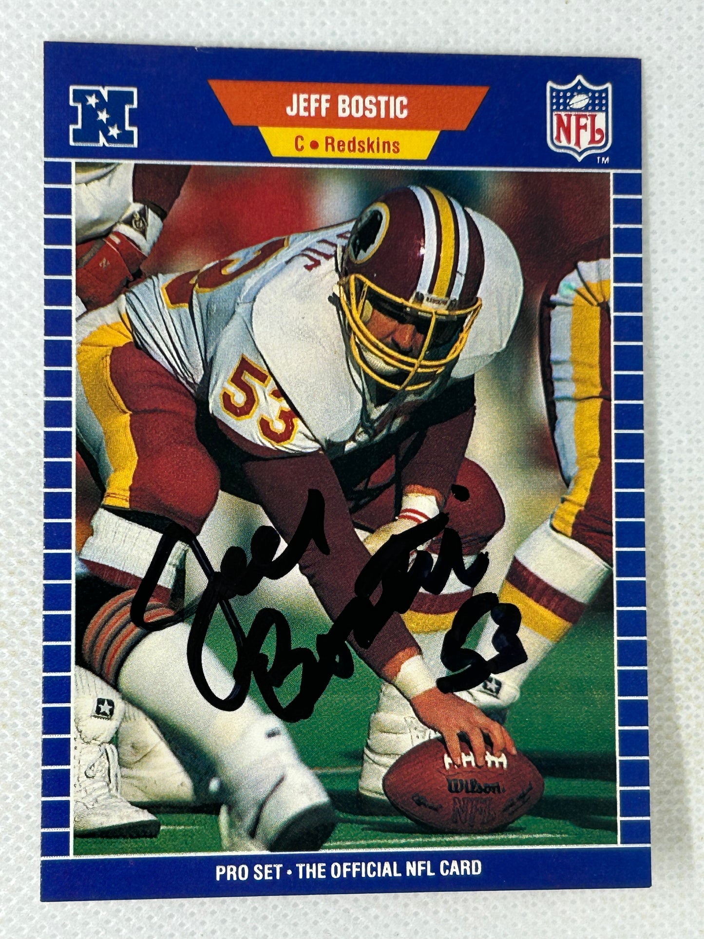 1989 Pro Set #422 Jeff Bostic Washington Redskins Signed Card