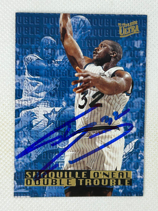 1995-96 Fleer Ultra Double Trouble #6 Shaquille O'Neal Orlando Magic Signed Card