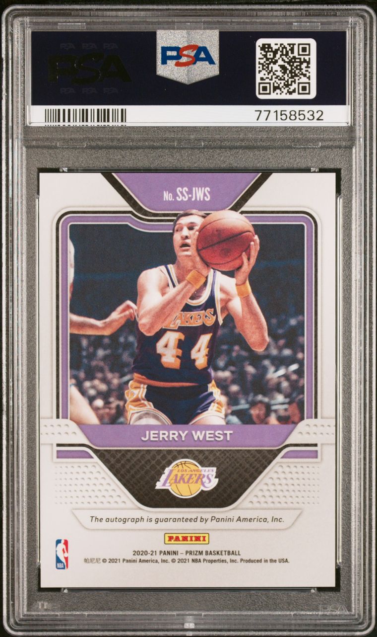 2020-21 Panini Prizm Jerry West Sensational Signatures Autograph #SS-JWS  PSA 9