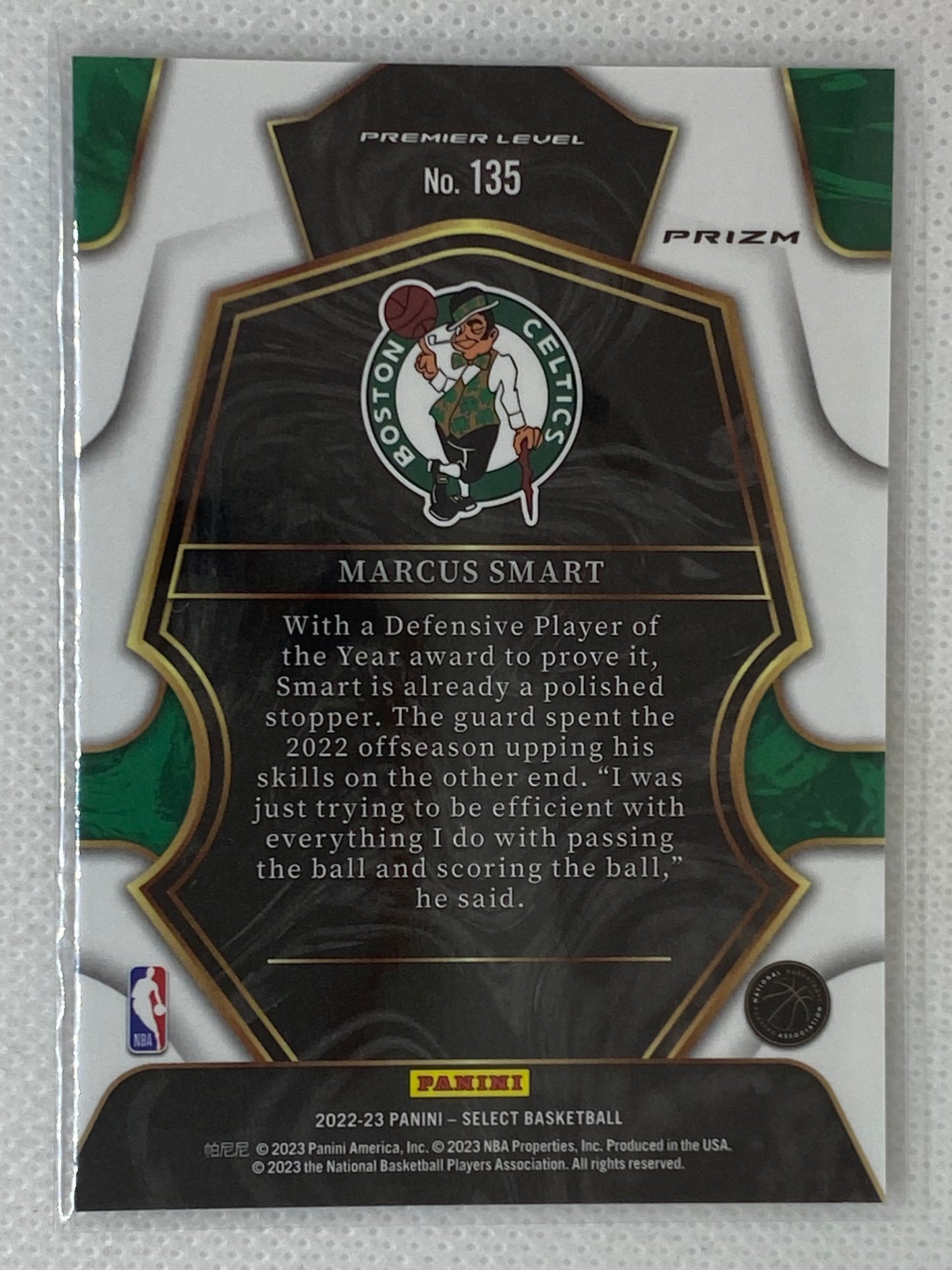 2022-23 Panini Select Premier Silver Prizm Marcus Smart #135 Boston Celtics