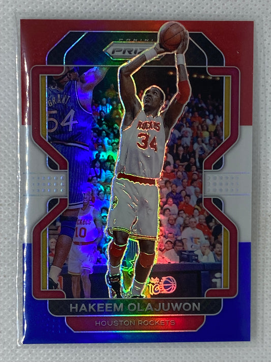 2021-22 Panini Prizm Red White Blue Hakeem Olajuwon #265 Houston Rockets