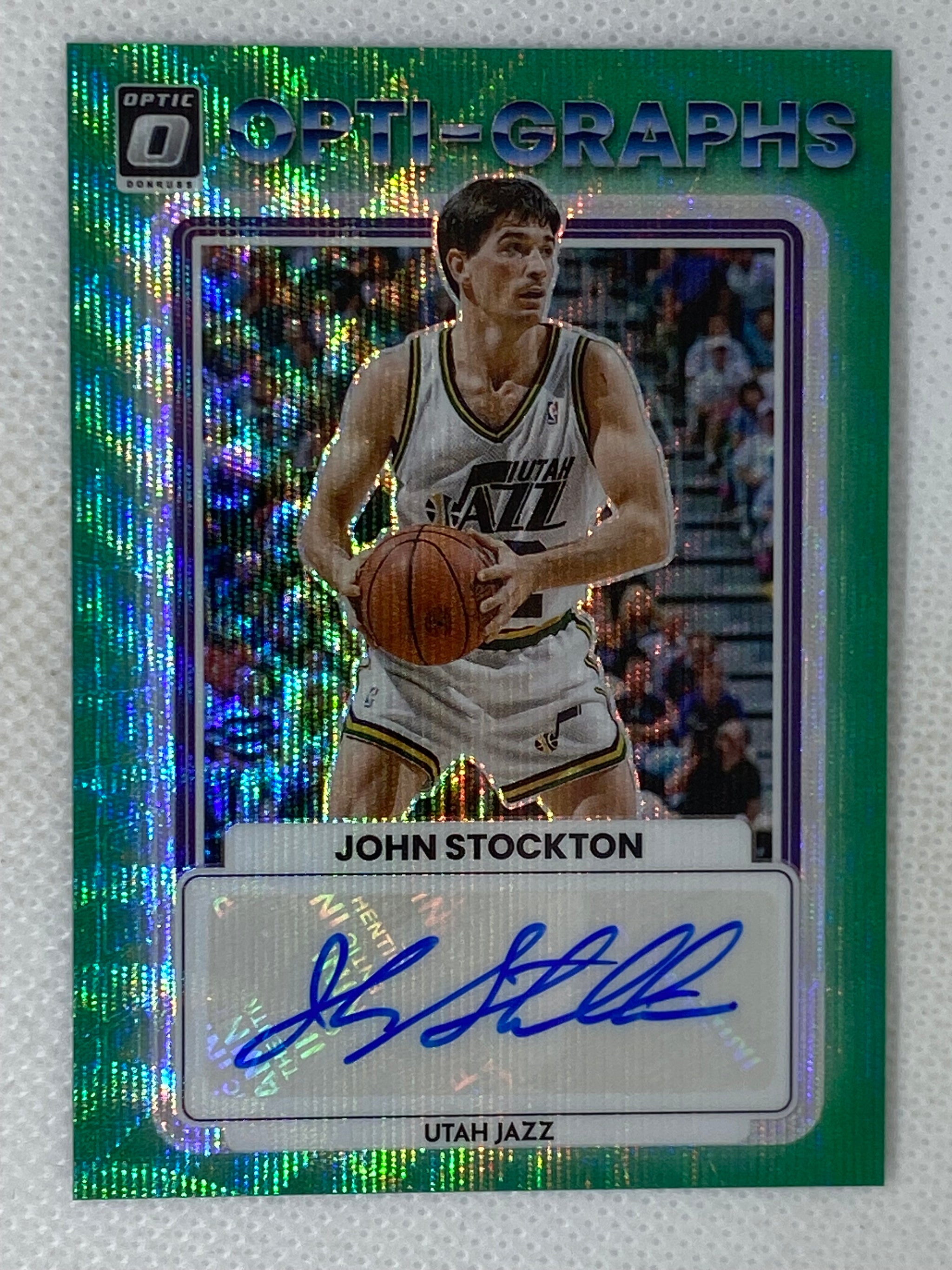 2022-23 Panini Donruss Optic John Stockton Green Wave Opti-Graphs Auto –  ARD Sports Memorabilia