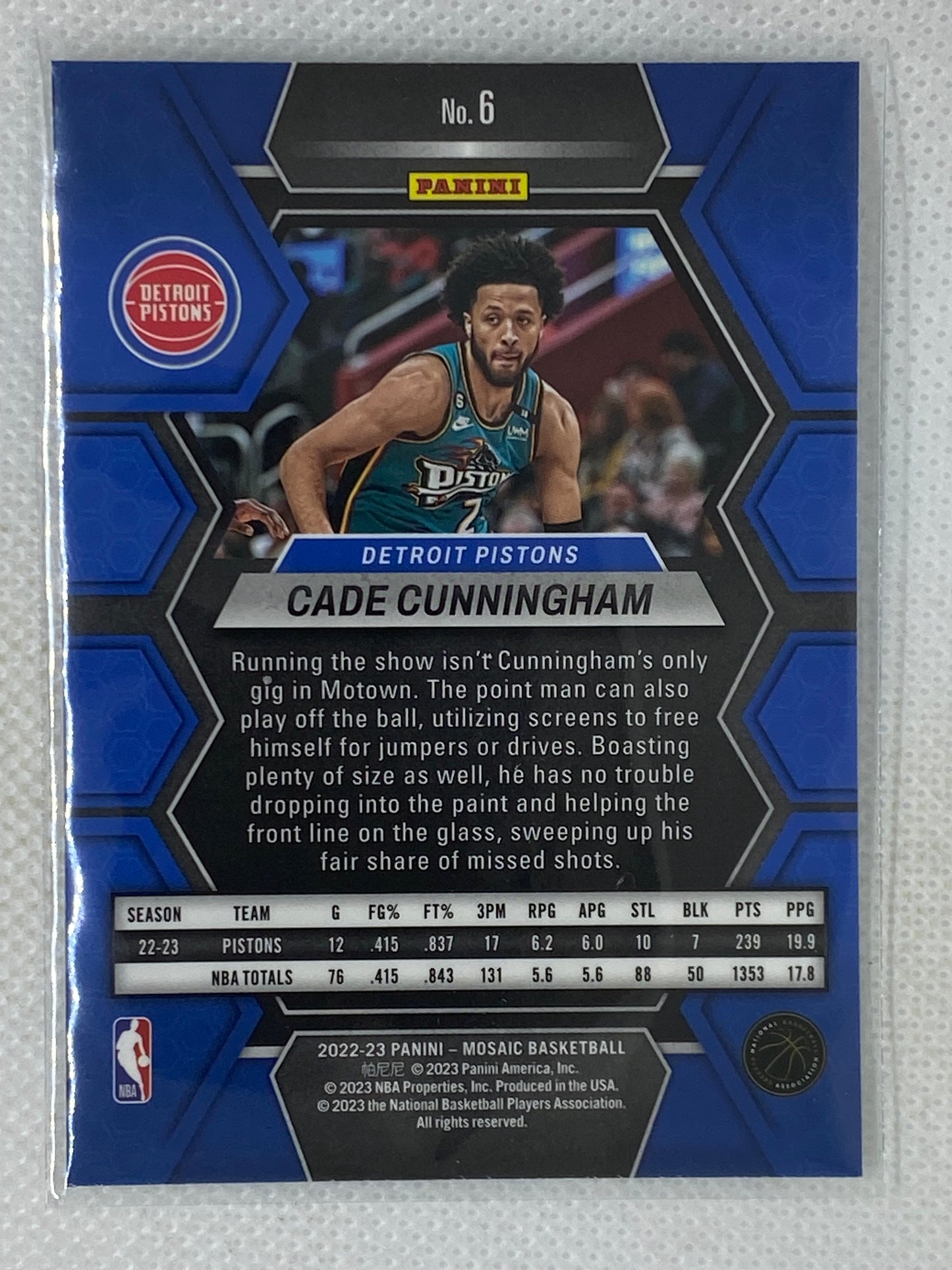 2022-23 Panini Mosaic Cade Cunningham #6 Detroit Pistons