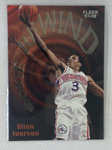 1997-98 Fleer Basketball Allen Iverson Rookie Rewind #5 Philadelphia 76ers