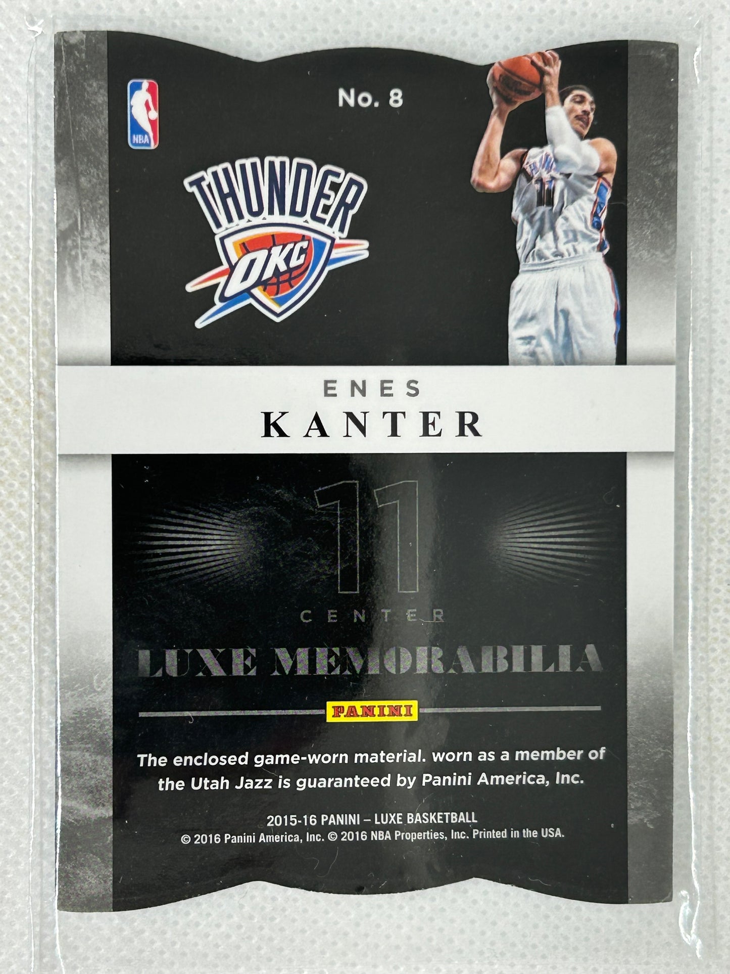 2015-16 Panini Luxe Memorabilia Die-Cuts Teal /25 Enes Kanter #8 Oklahoma City Thunder