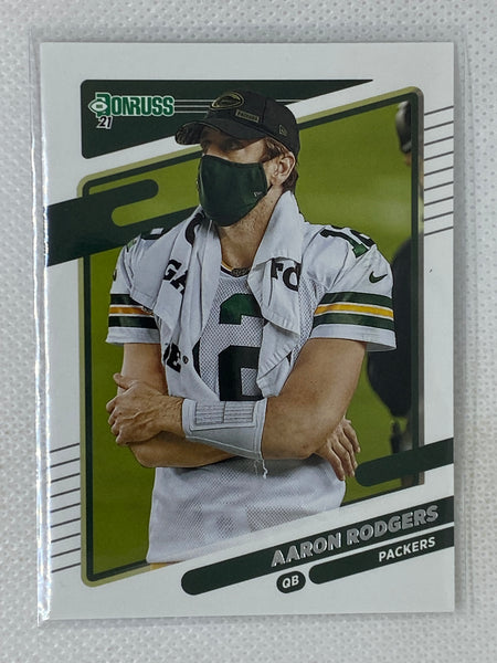 2021 Donruss Aaron Rodgers Helmet Off Mask Up Variation #155 Green Bay Packers