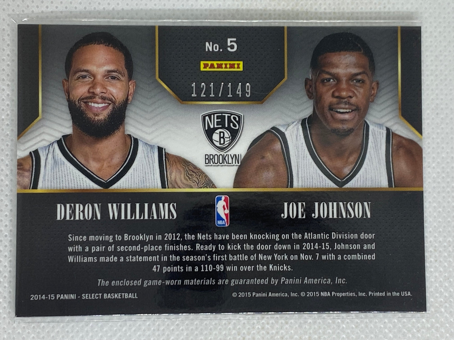 2014-15 Panini Select Double Team Jerseys /149 Joe Johnson Deron Williams #5