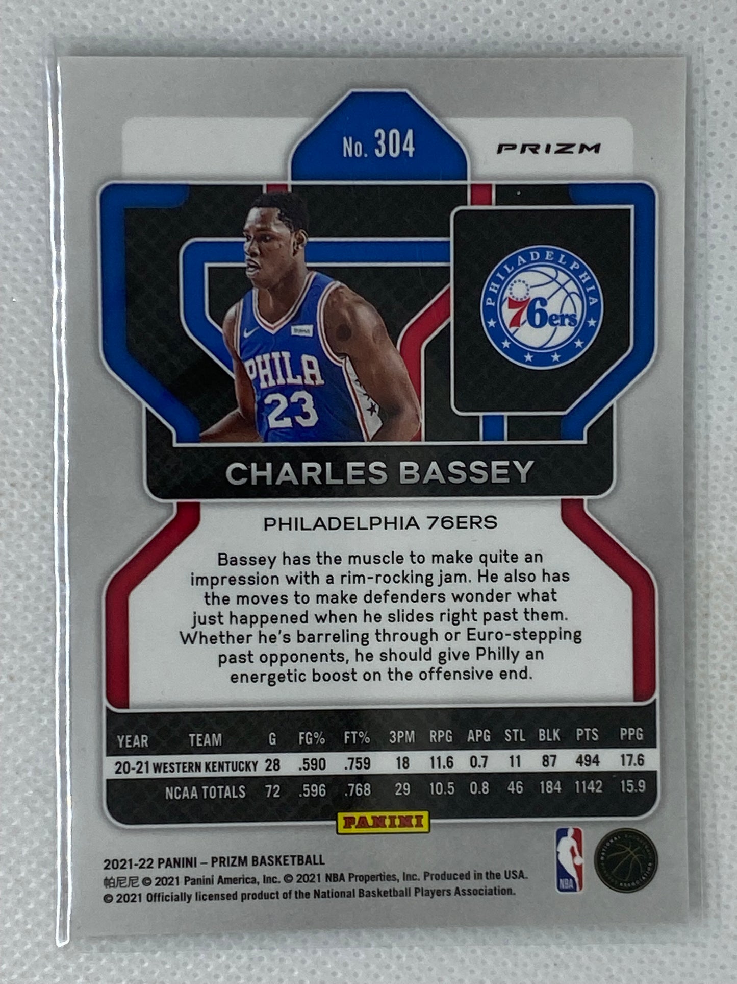 2021-22 Panini Prizm #304 Charles Bassey Green Prizm Rookie