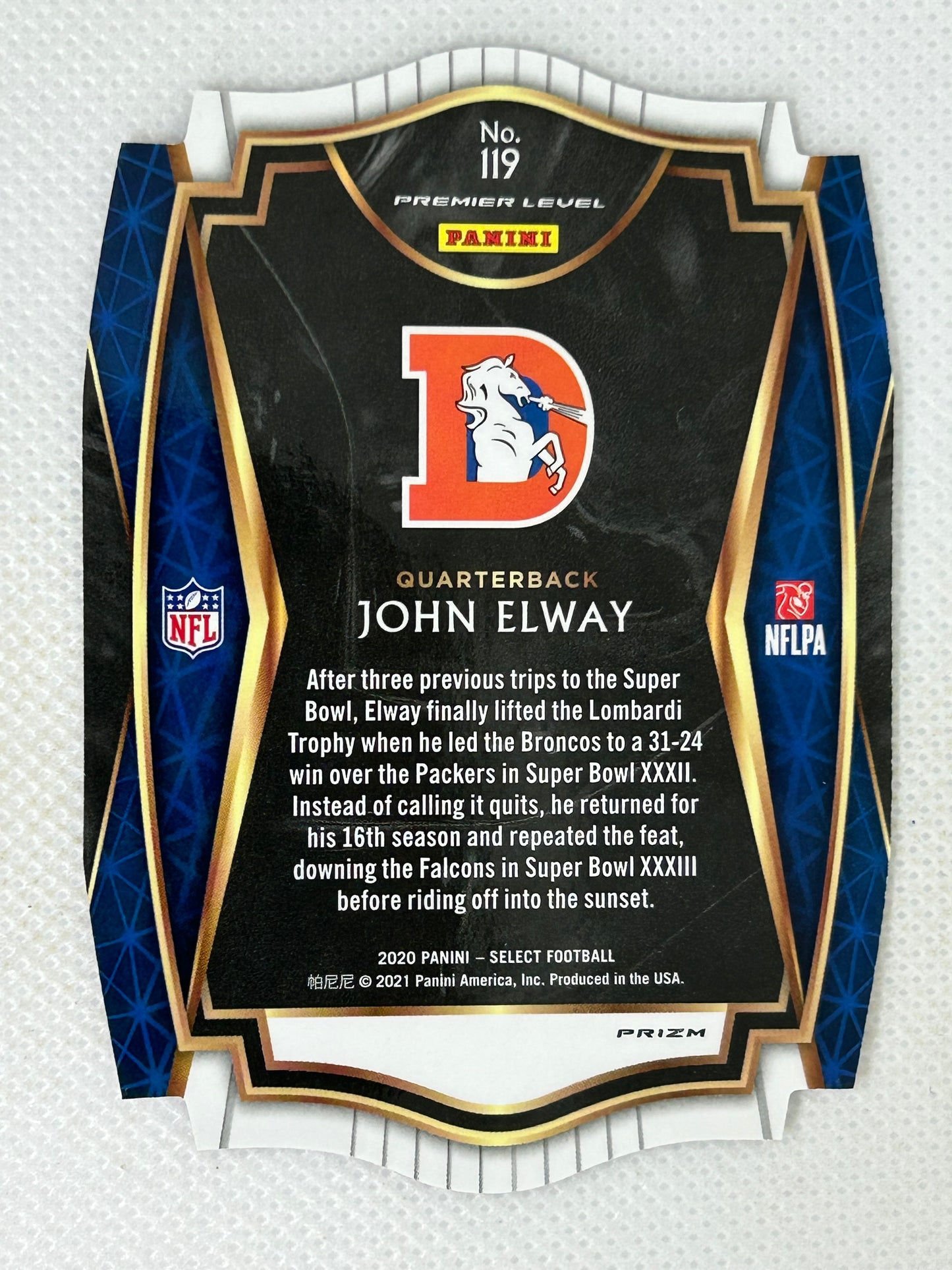 2020 Panini Select #119 John Elway Premier Level Red Prizm Die Cut Denver Broncos