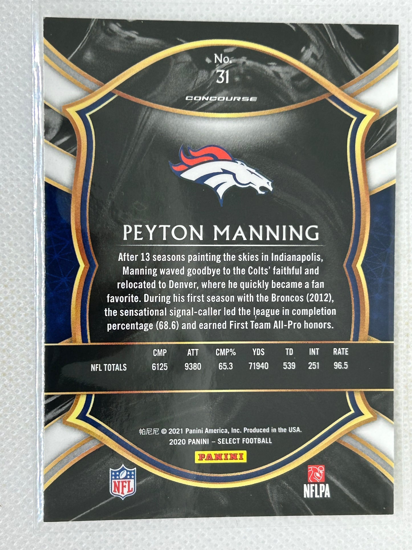 2021 Panini Select Concourse #31 Peyton Manning Denver Broncos