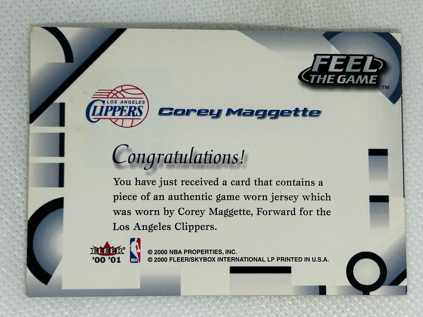 2000-01 Fleer Feel the Game Corey Maggette Los Angeles Clippers