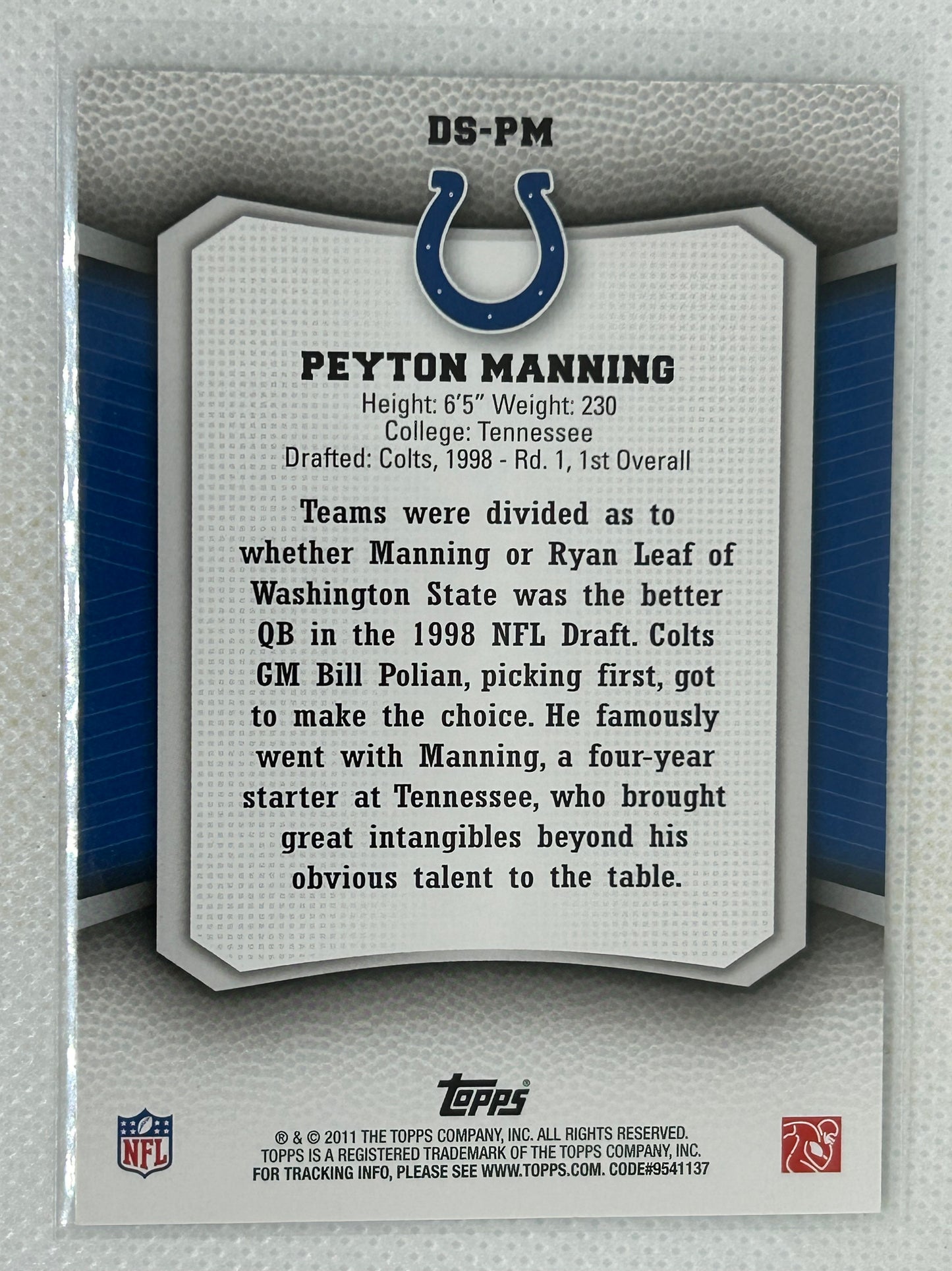 2011 Topps Rising Rookies Draft Selections DS-PM Peyton Manning Indianapolis Colts