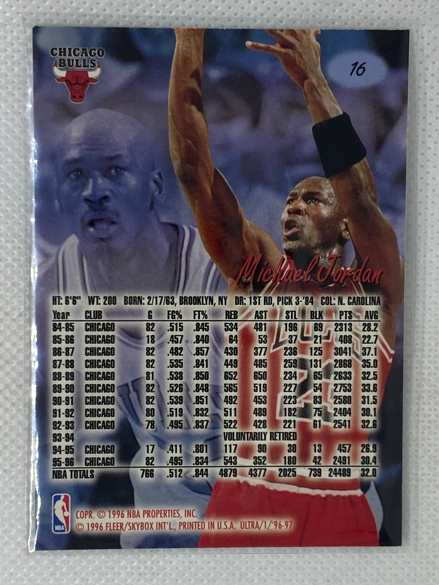 1996-97 Fleer Ultra #16 Michael Jordan Chicago Bulls