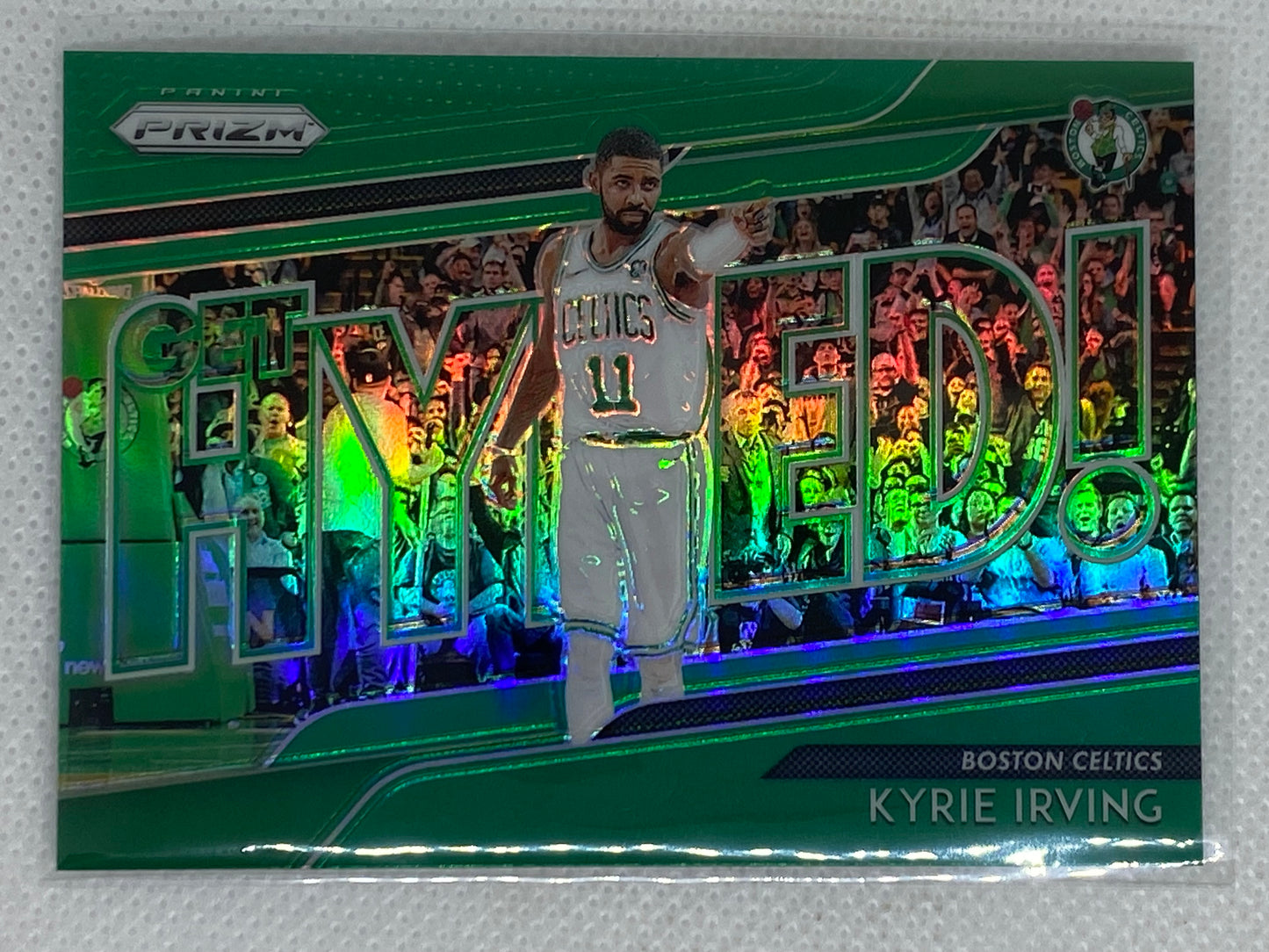 2018-19 Panini Prizm Hyped Green Prizm Insert Kyrie Irving Boston Celtics #10