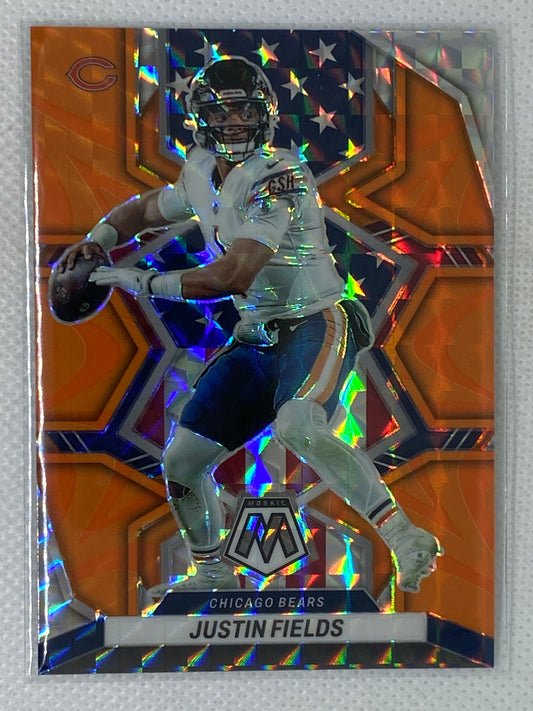 2022 Panini Mosaic Justin Fields Orange Reactive Prizm #268 Chicago Bears SP