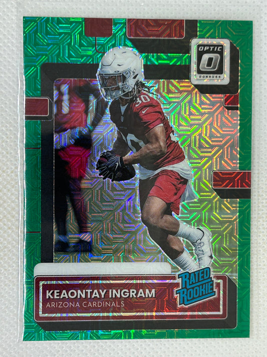 2022 Donruss Optic Preview Green Mojo Rated Rookie Keaontay Ingram RC #P-349 Arizona Cardinals