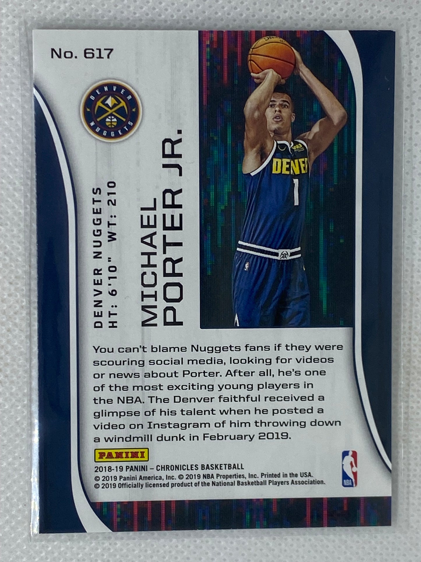 2018-19 Panini Chronicles Rookies & Stars Michael Porter Jr. Rookie RC #617