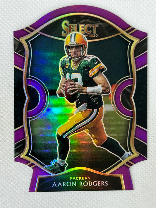 2020 Panini Select Concourse Purple Prizm Die Cut Aaron Rodgers #12 Green Bay Packers