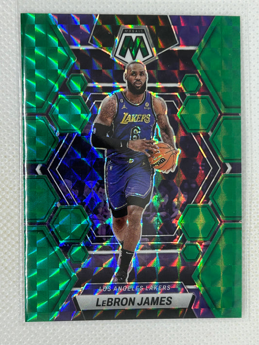 2022-23 Panini Mosaic Lebron James Green Mosaic Prizm #98 Los Angeles Lakers