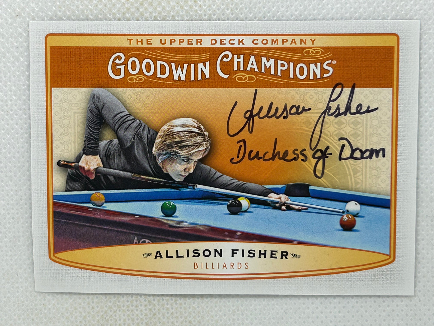 2019 Upper Deck Goodwin Champions #68 Allison Fisher "Duchess of Doom" Signed Card