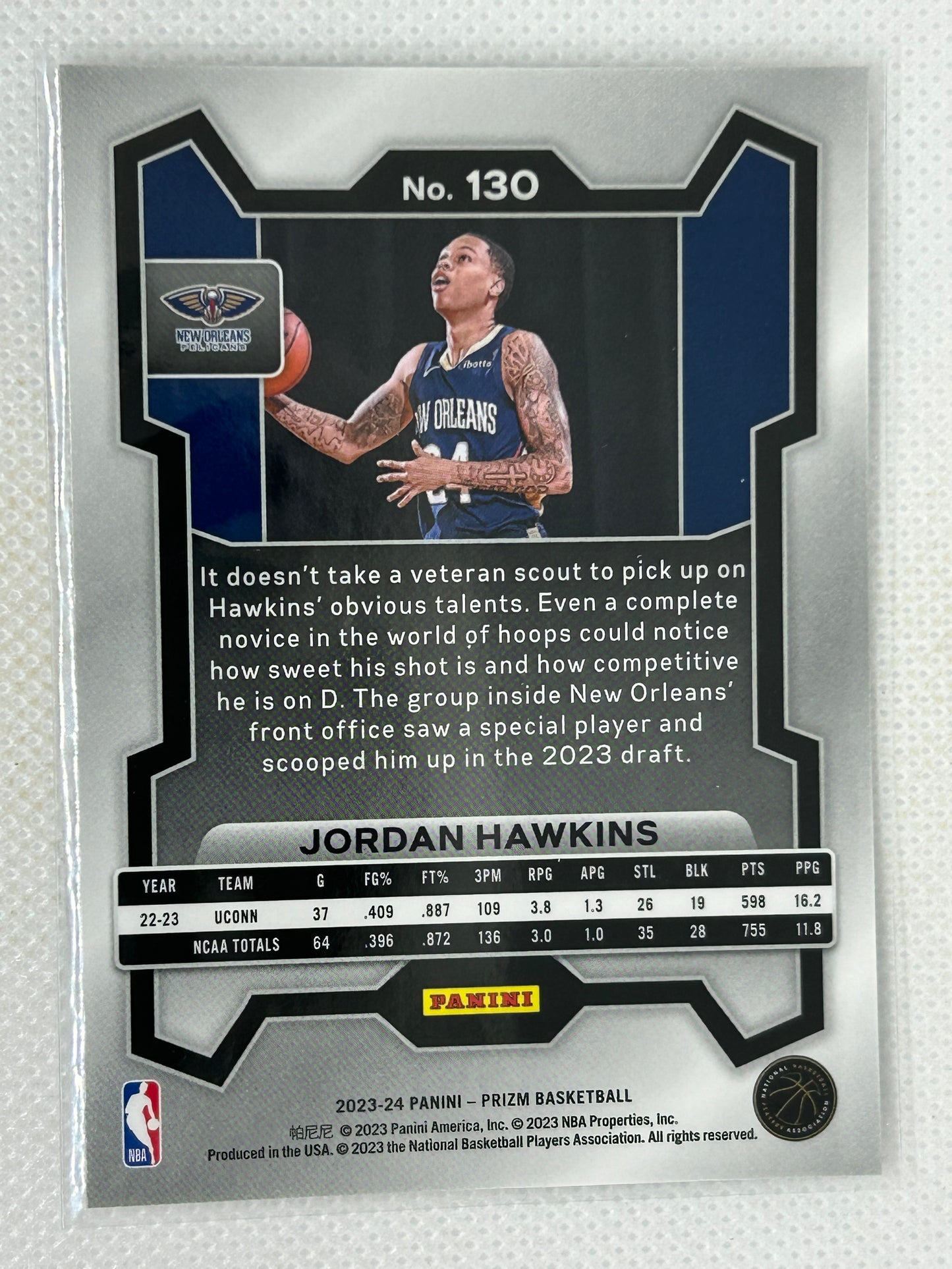 2023-24 Panini Prizm Rookie Jordan Hawkins #130 New Orleans Pelicans