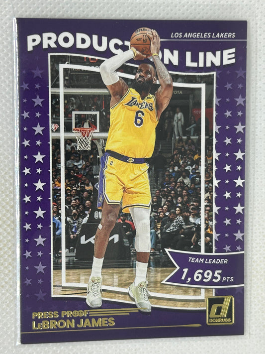 2022-23 Panini Donruss Production Line Gold Press Proof #1 LeBron James Los Angeles Lakers