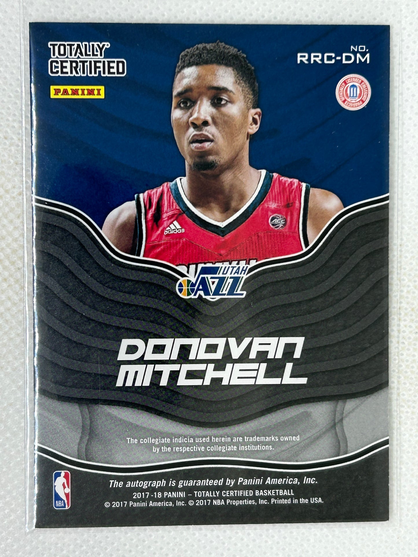 2017-18 Panini Totally Certified Rookie Roll Call Autograph RRC-DM Donovan Mitchell Utah Jazz