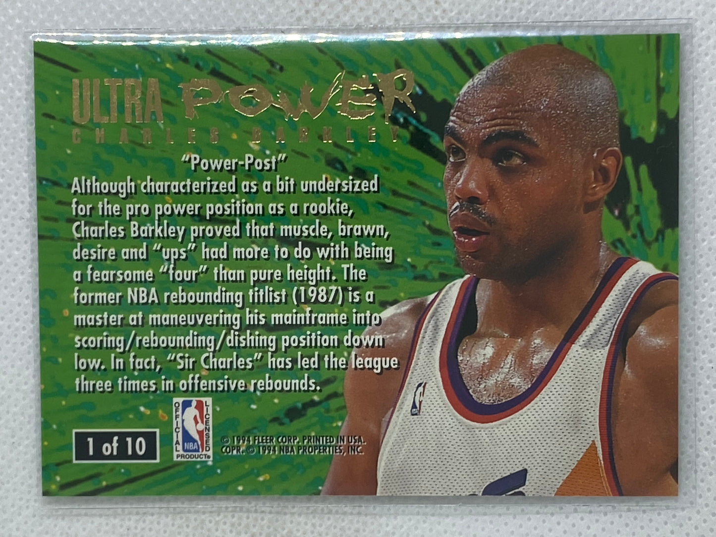 1994-95 Fleer Ultra Charles Barkley 1 of 10 Ultra Power Phoenix Suns Card B1-2