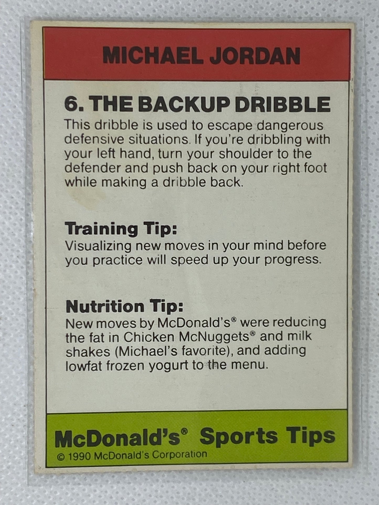 1990 McDonald's Sports Tips Michael Jordan #6 The Backup Dribble