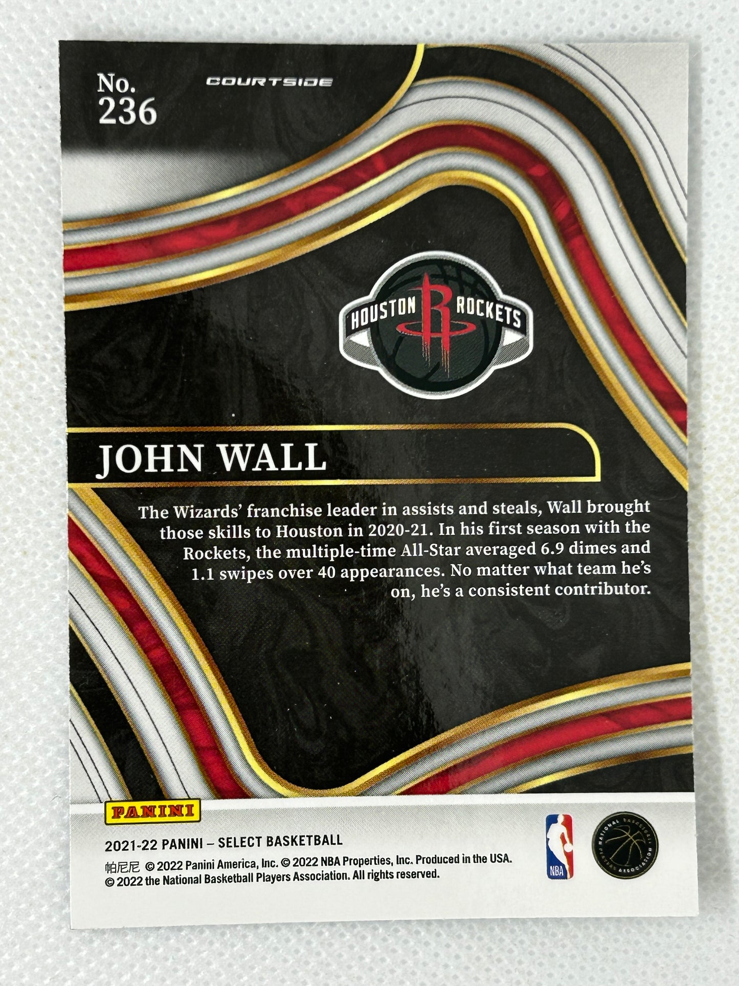 2021-22 Panini Courtside John Wall #236 Houston Rockets SSP