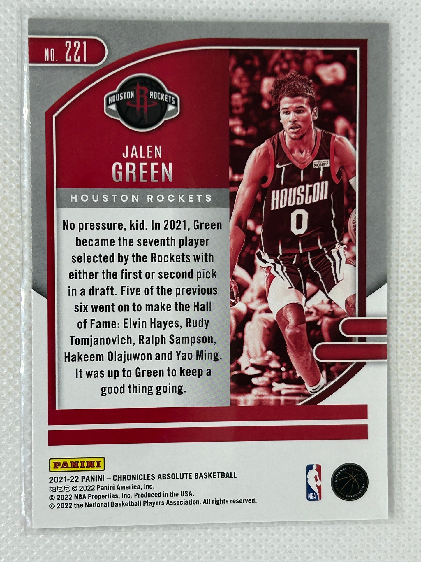 2021-22 Panini Chronicles Absolute Memorabilia Rookie Jalen Green #221 Houston Rockets