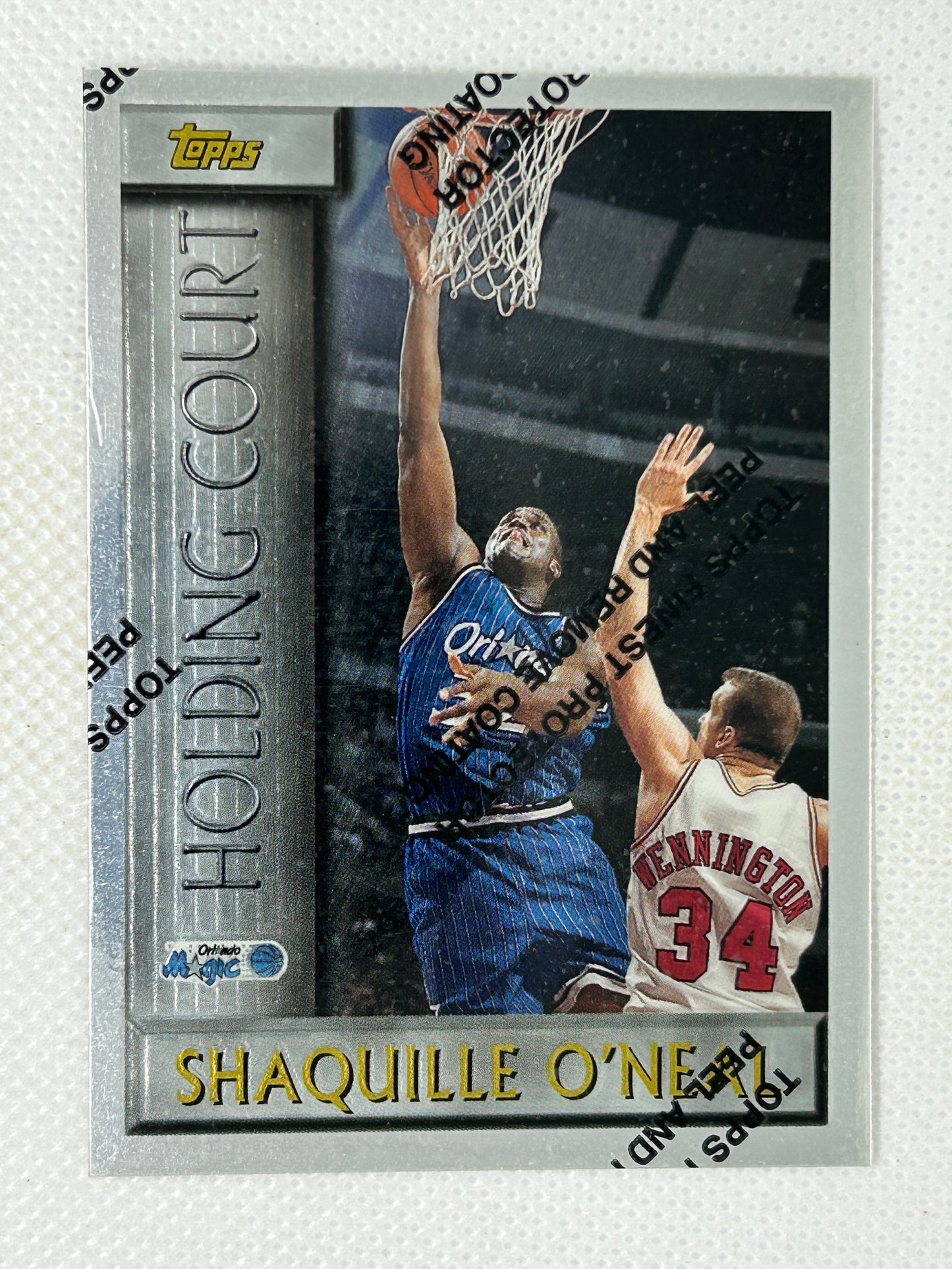 1996-97 Topps Chrome Holding Court Shaquille O'Neal #HC10 With Coating Orlando Magic