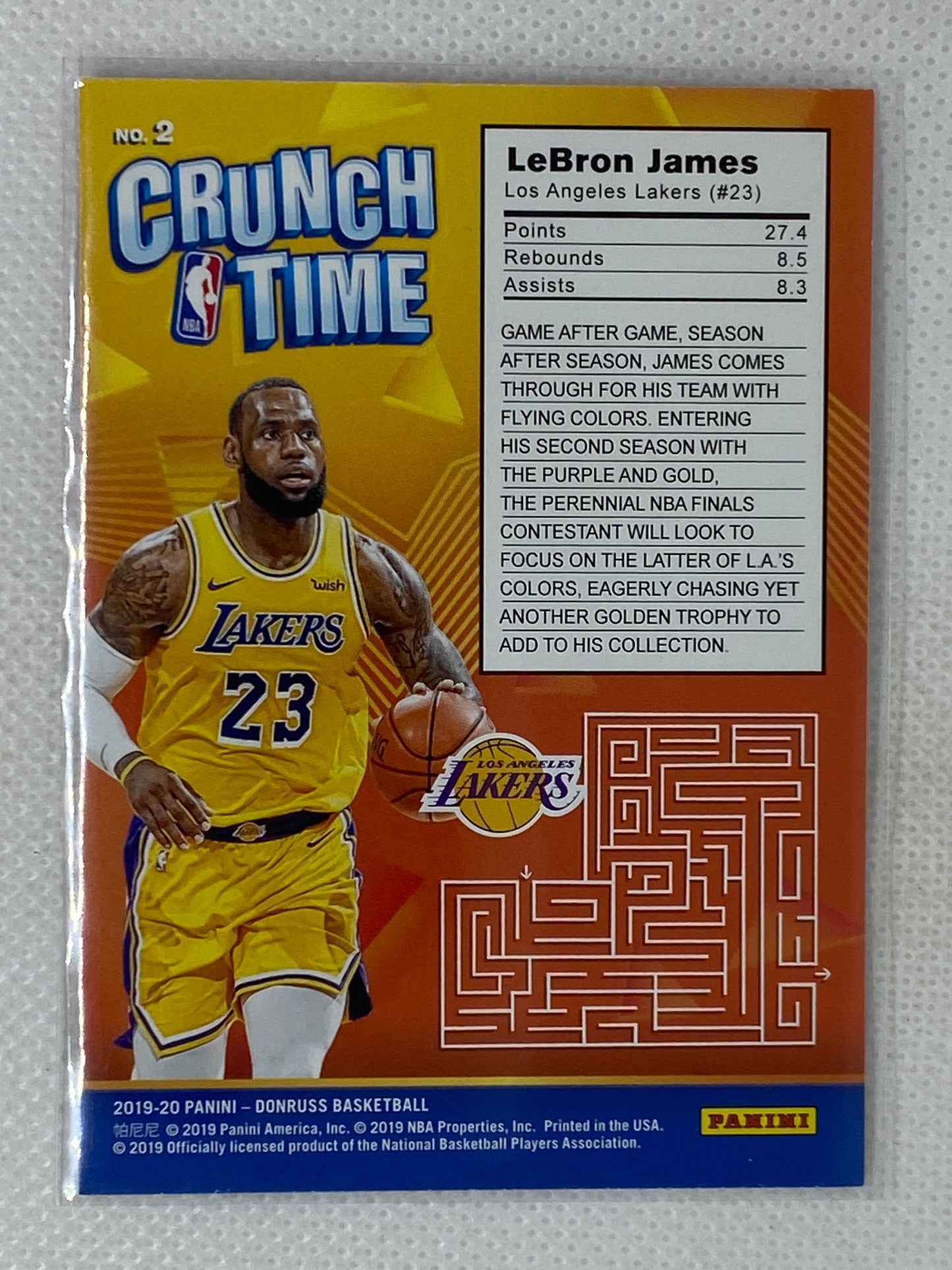 2019-20 Panini Donruss Crunch Time LeBron James #2 Los Angeles Lakers