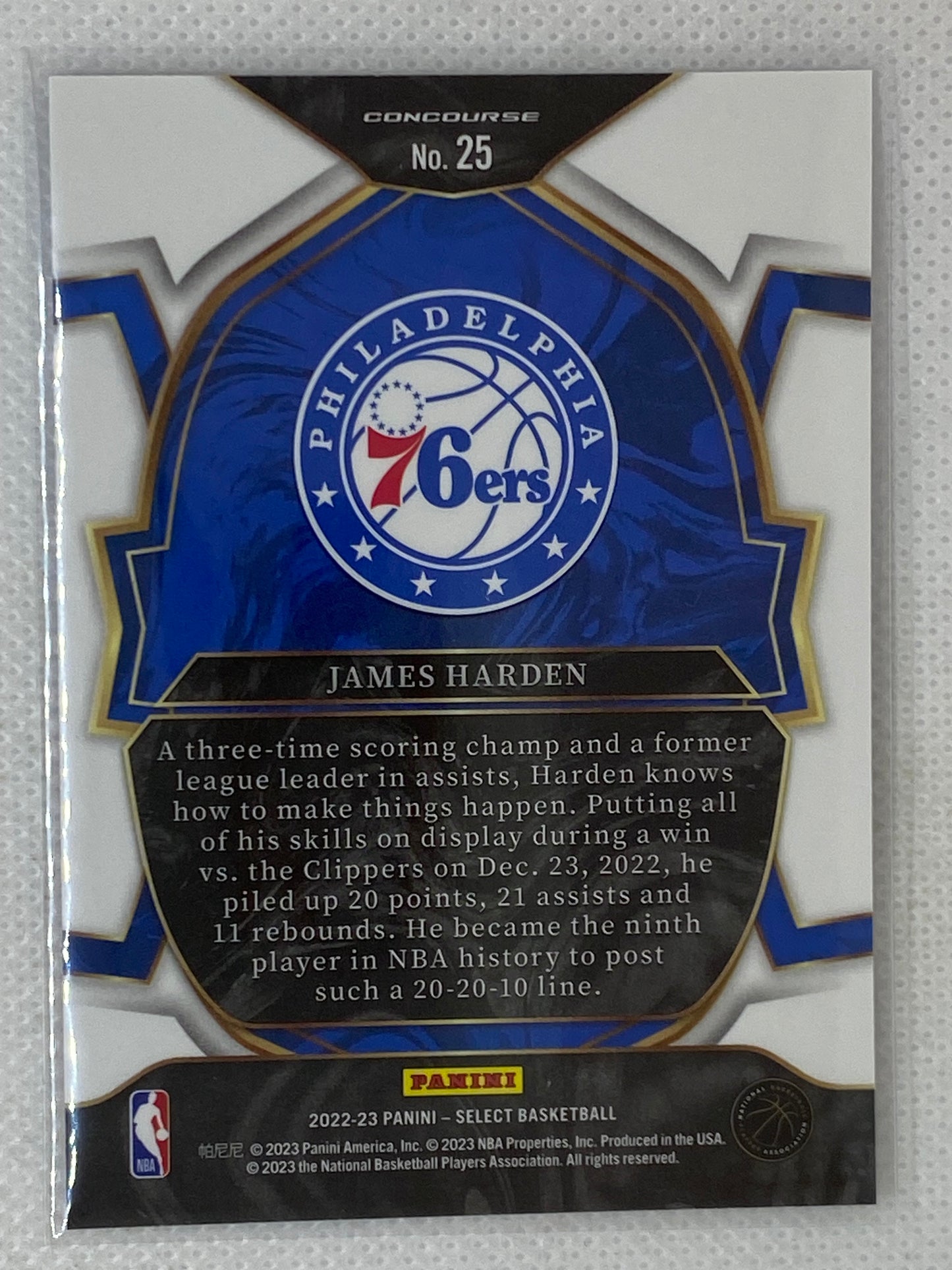 2022-23 Panini Select Blue James Harden #25 Philadelphia 76ers