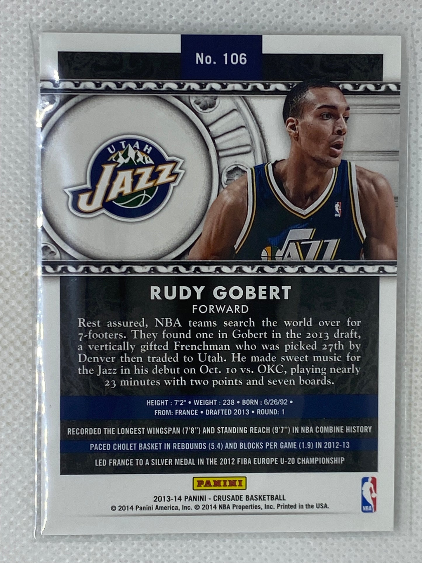 2013-14 Panini Crusade Rudy Gobert #106 Rookie RC Utah Jazz