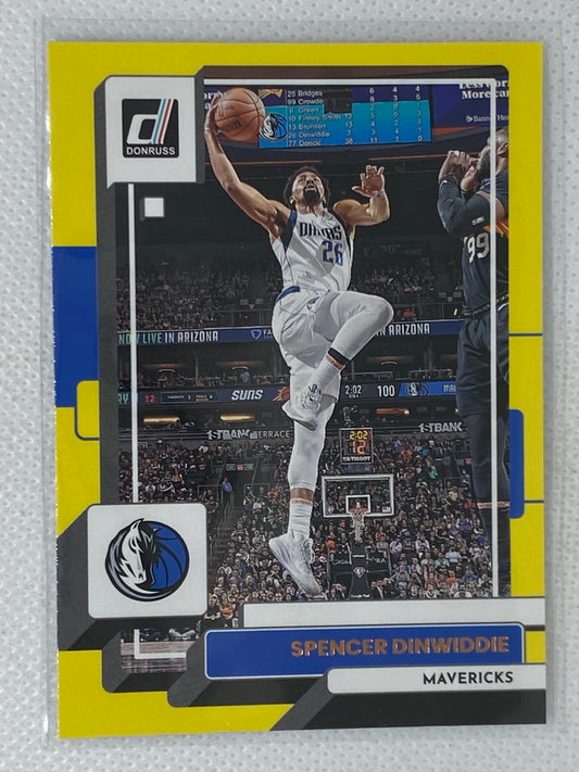 2022-23 Donruss Yellow Flood Spencer Dinwiddie #144 Dallas Mavericks