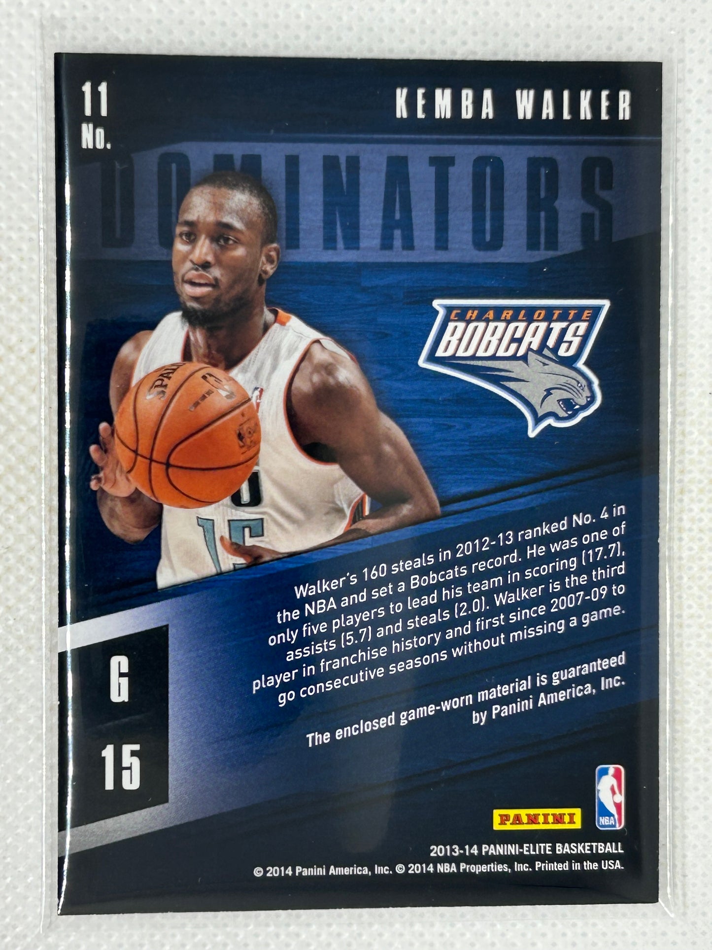 2013-14 Panini Elite Kemba Walker Dominators Relic #11 Charlotte Bobcats