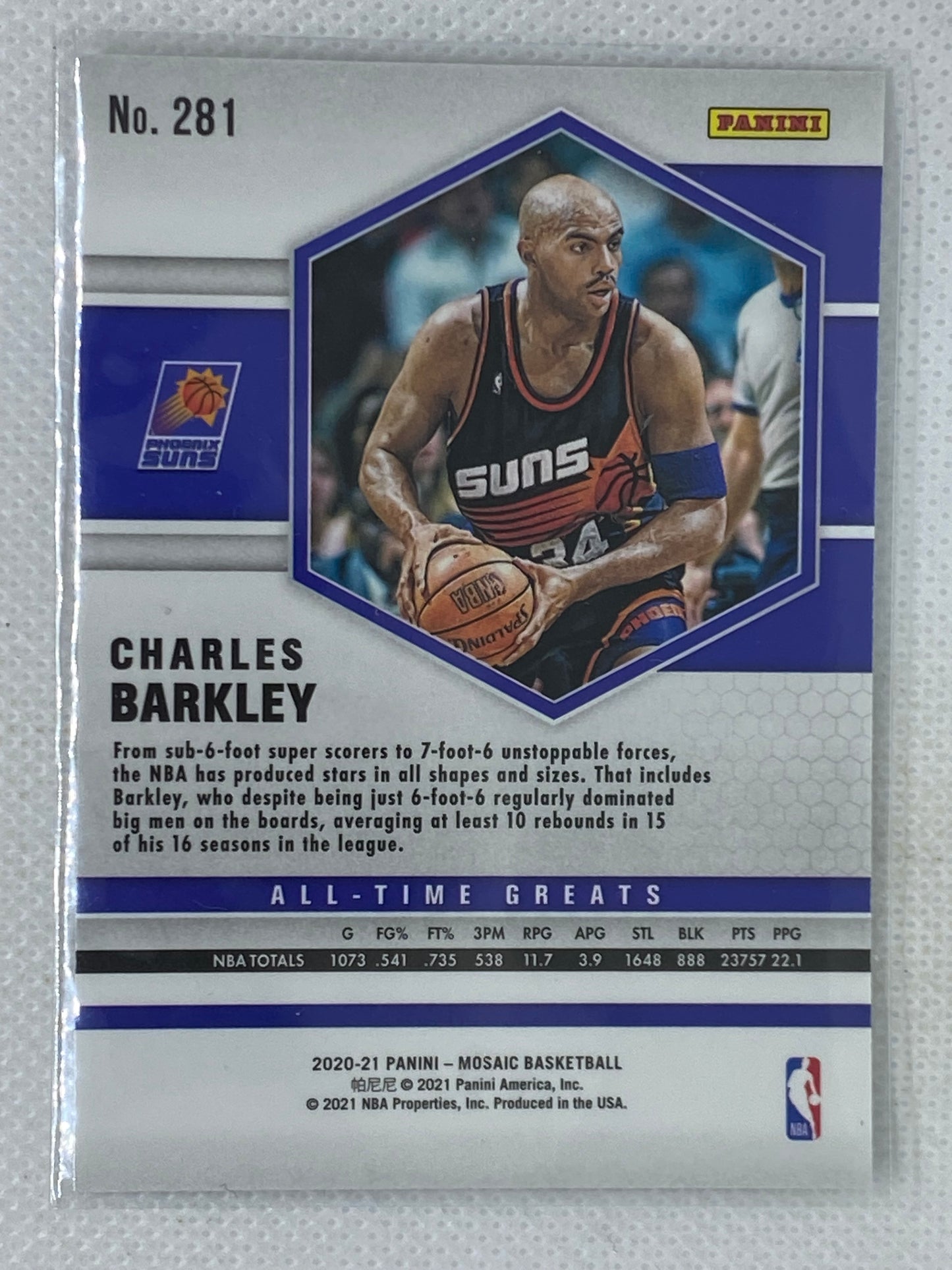 2020-21 Panini Mosaic Charles Barkley #281 All-Time Greats Phoenix Suns