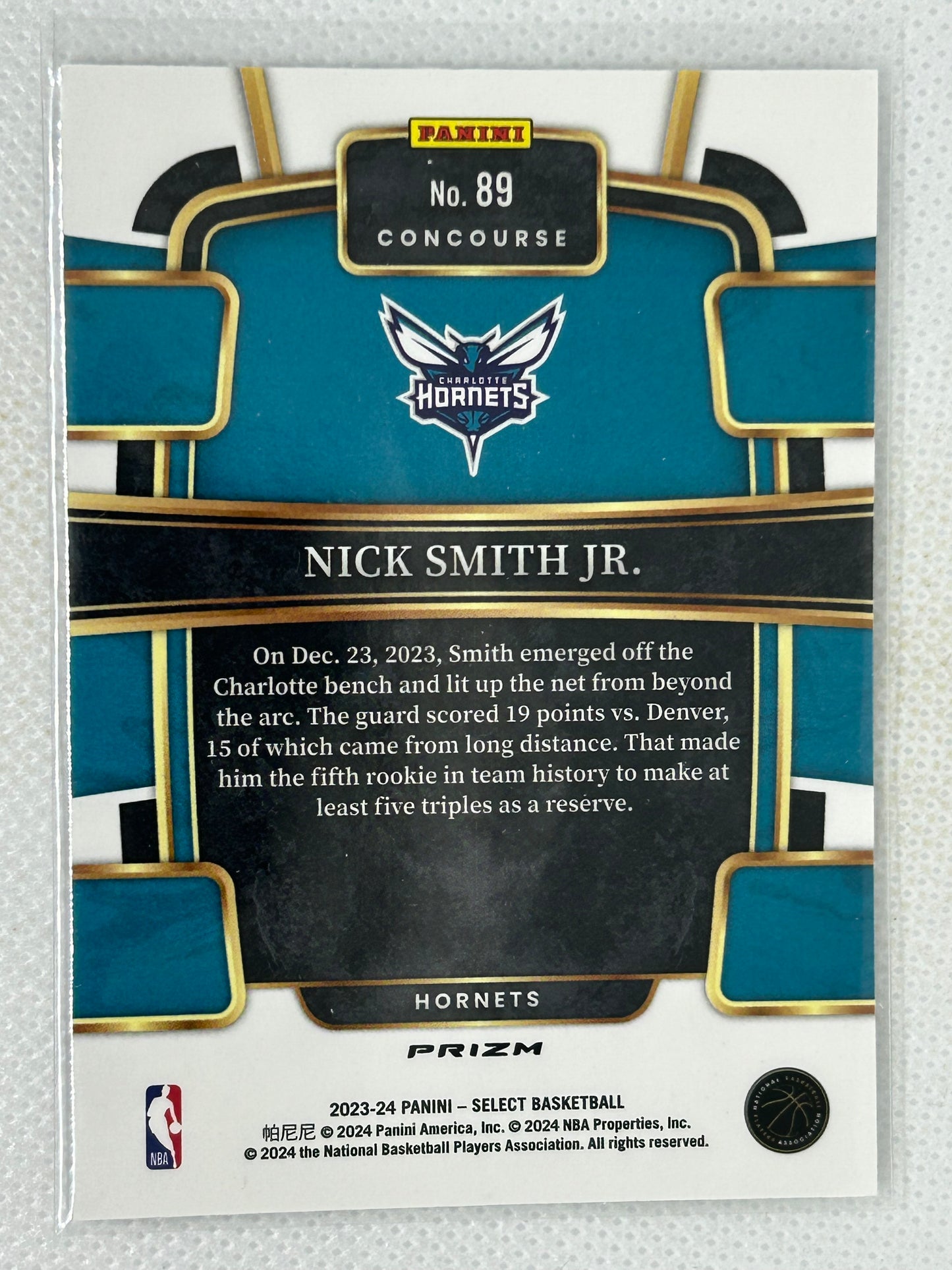 2023-24 Panini NBA Select Silver Tectonic Rookie #89 Nick Smith Jr. Charlotte Hornets