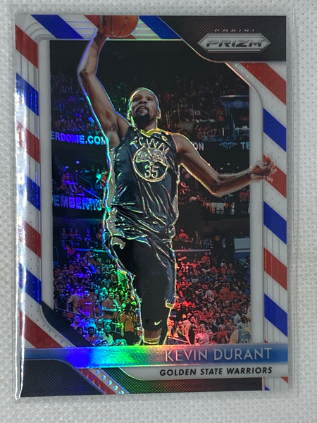 2018-19 Panini Prizm Basketball Kevin Durant Red, White & Blue Prizm #252 Golden State Warriors