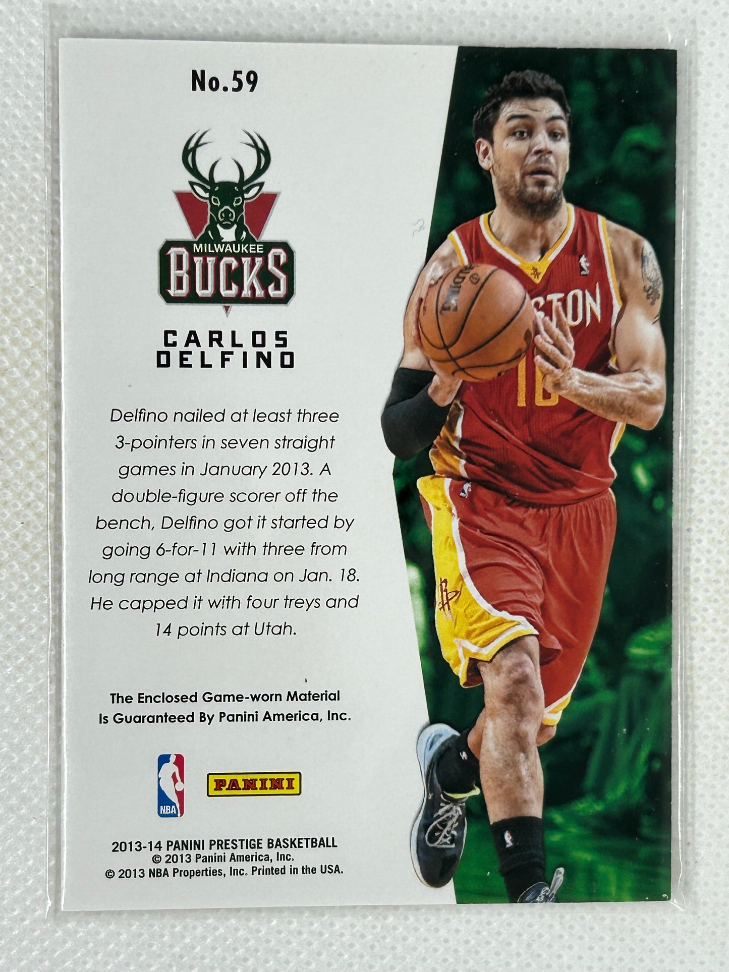 2013-14 Panini Prestige True Colors Gold Carlos Delfino #59 Milwaukee Bucks