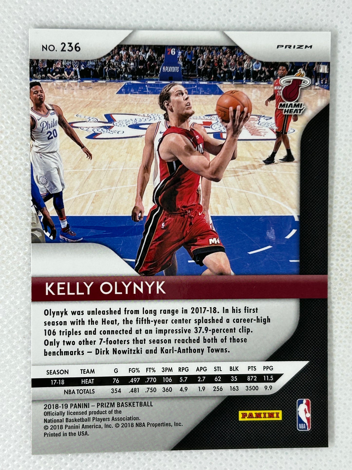 2018-19 Panini Prizm Silver Kelly Olynyk #236 Miami Heat